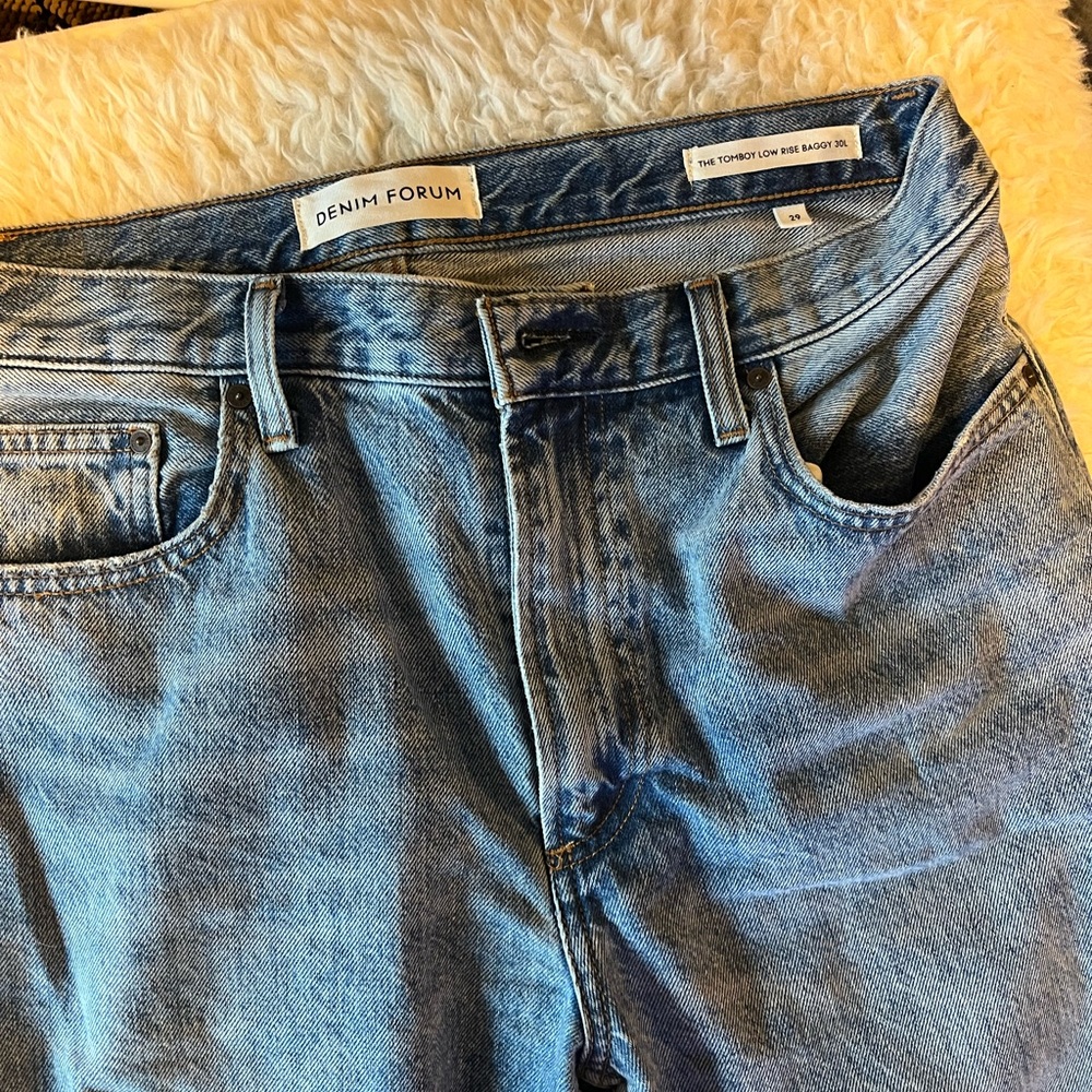 Denim Forum Medium Blue Straight Leg Jeans
